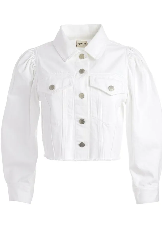 Alice Olivia Lana Denim Jacket White Women Outerwear