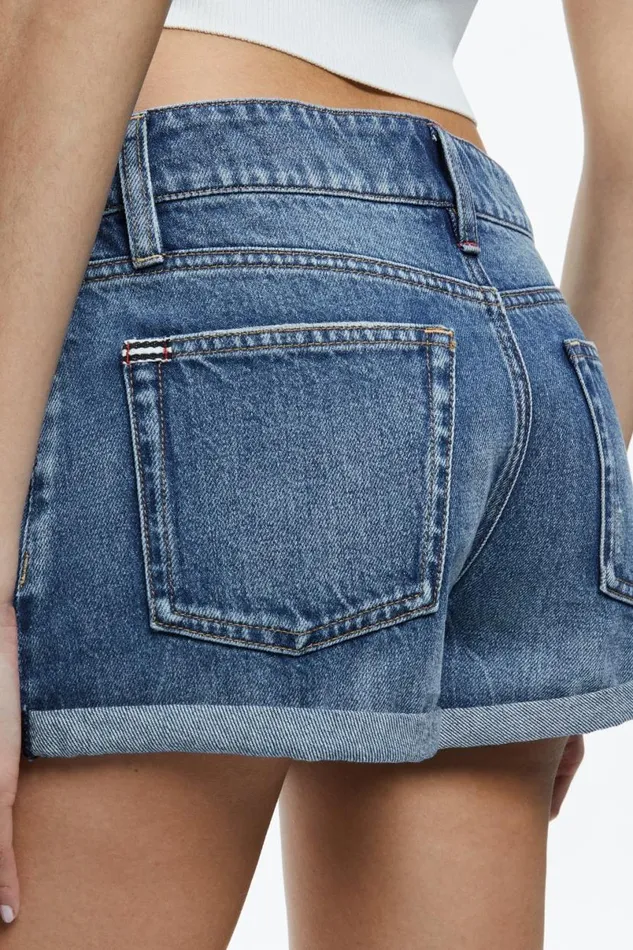 Alice Olivia Maggie Mid Rise Vintage Shorts Brooklyn Blue Women Shorts