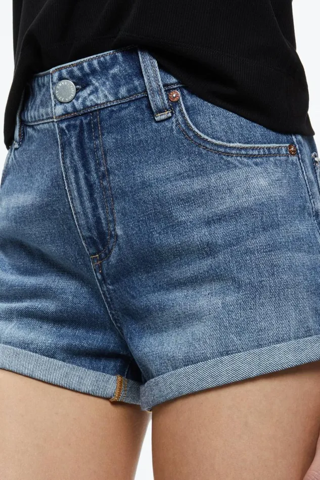 Alice Olivia Maggie Mid Rise Vintage Shorts Brooklyn Blue Women Shorts