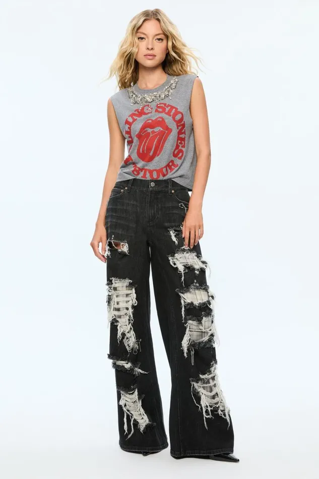 Alice Olivia Micah Muscle Tank Greybright Ruby Women Tops