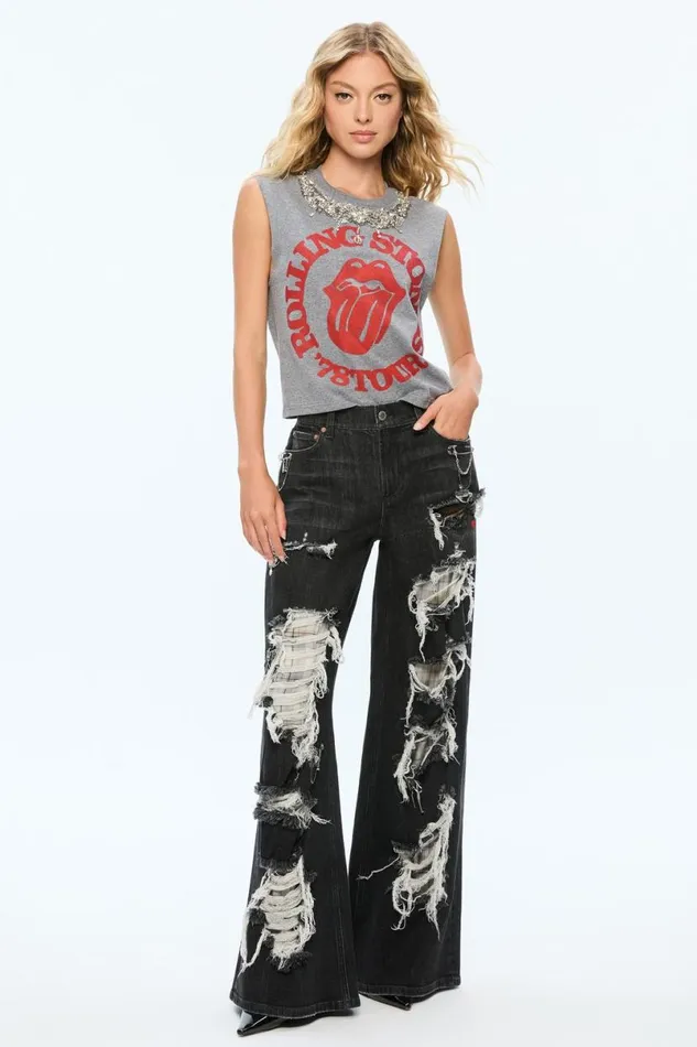 Alice Olivia Micah Muscle Tank Greybright Ruby Women Tops