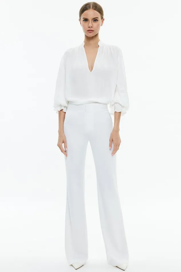 Alice Olivia Onica Collared Blouse Off White Women Tops