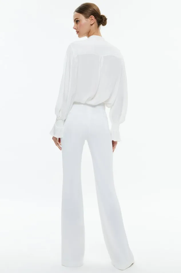 Alice Olivia Onica Collared Blouse Off White Women Tops