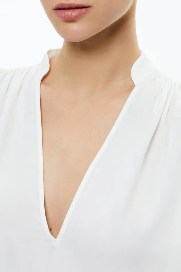 Alice Olivia Onica Collared Blouse Off White Women Tops