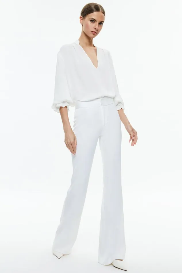 Alice Olivia Onica Collared Blouse Off White Women Tops