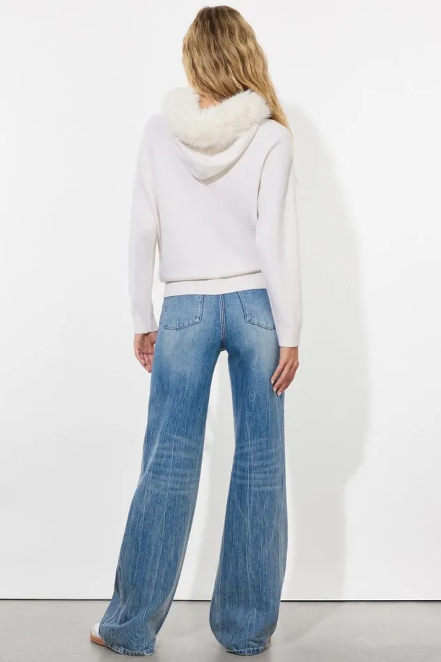 Alice Olivia Oscar Hoodie Ecru Women Sweaters