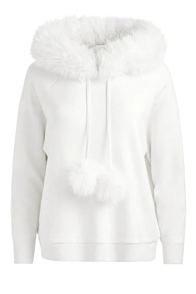 Alice Olivia Oscar Hoodie Ecru Women Sweaters