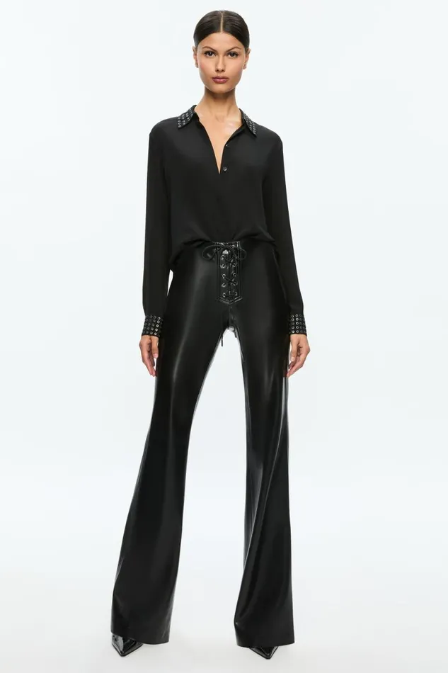 Alice Olivia Ravyn Vegan Pant Black Women Pants