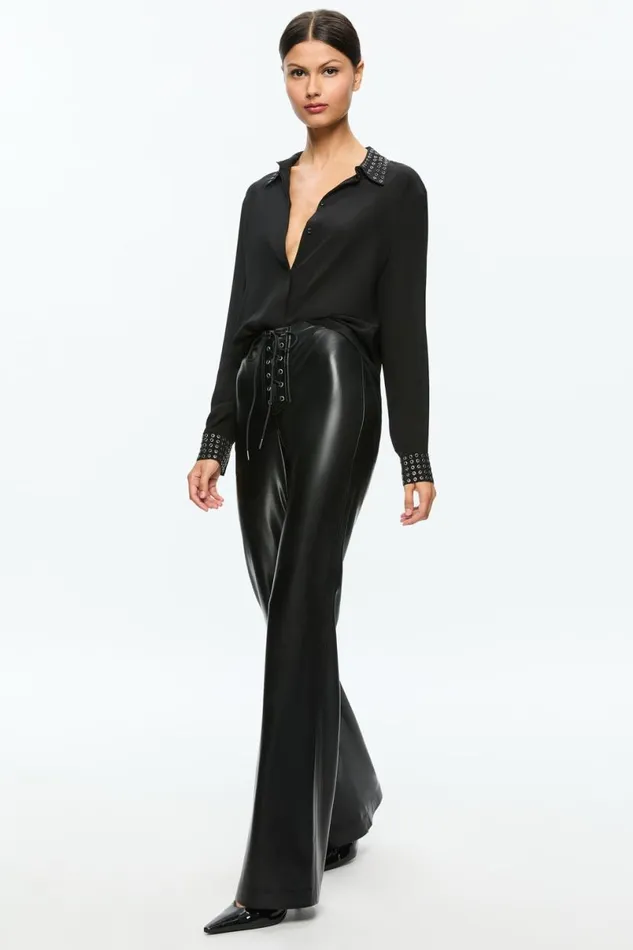 Alice Olivia Ravyn Vegan Pant Black Women Pants