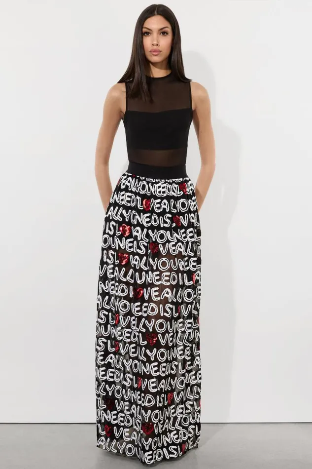Alice Olivia The Beatles Levon Sequin Ballgown Skirt All You Need Is Love Women Skirts