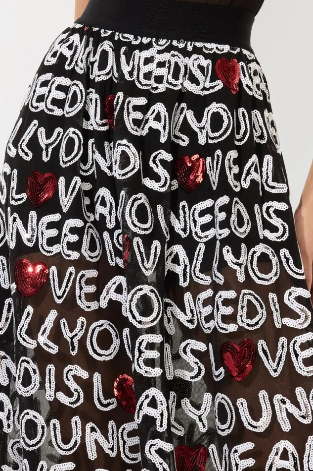 Alice Olivia The Beatles Levon Sequin Ballgown Skirt All You Need Is Love Women Skirts
