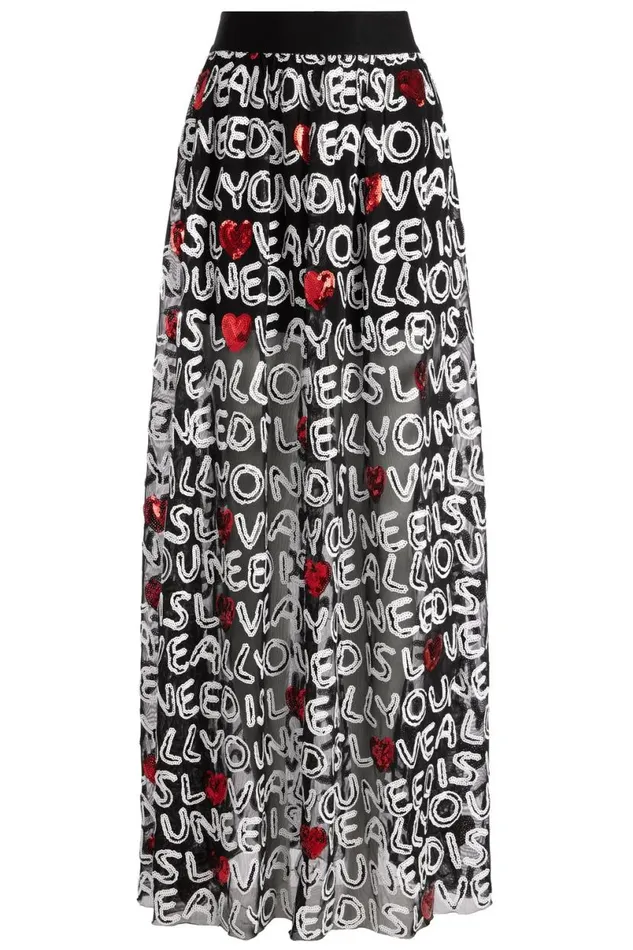 Alice Olivia The Beatles Levon Sequin Ballgown Skirt All You Need Is Love Women Skirts