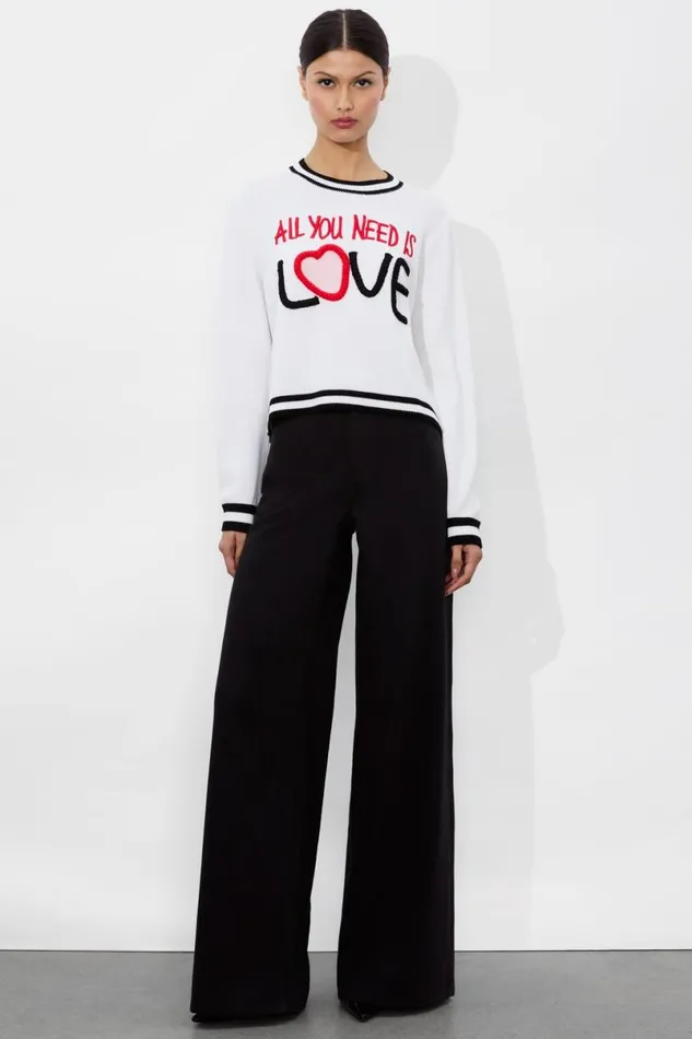 Alice Olivia The Beatles Rorie Pullover Soft White Multi Women Sweaters
