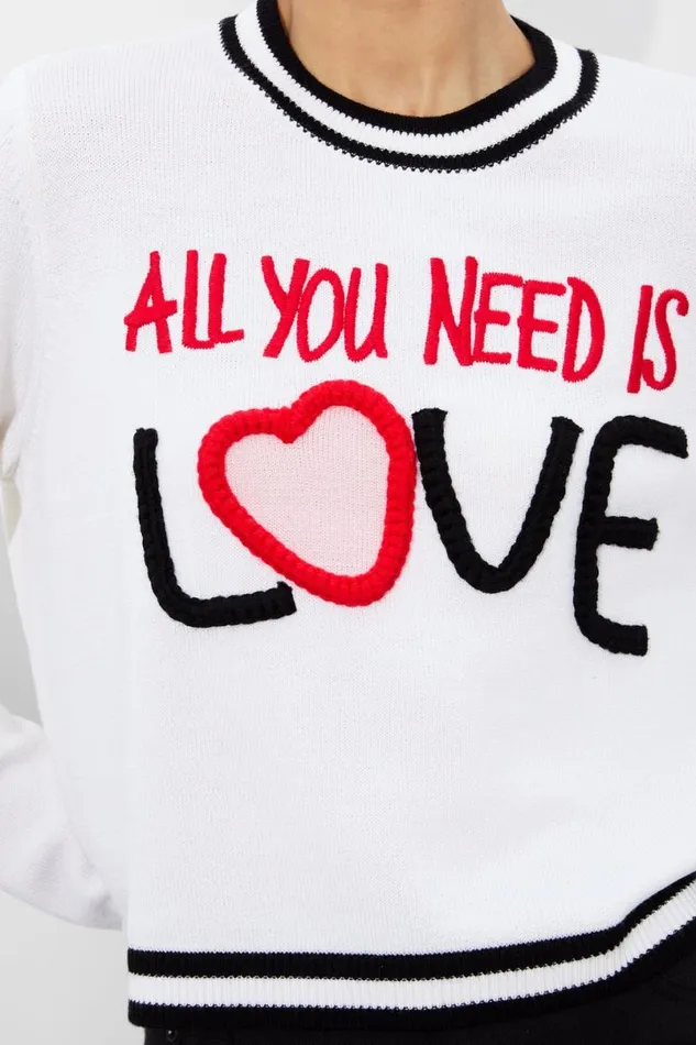 Alice Olivia The Beatles Rorie Pullover Soft White Multi Women Sweaters