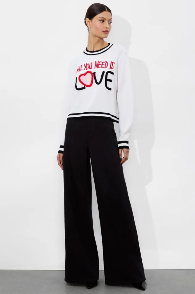 Alice Olivia The Beatles Rorie Pullover Soft White Multi Women Sweaters