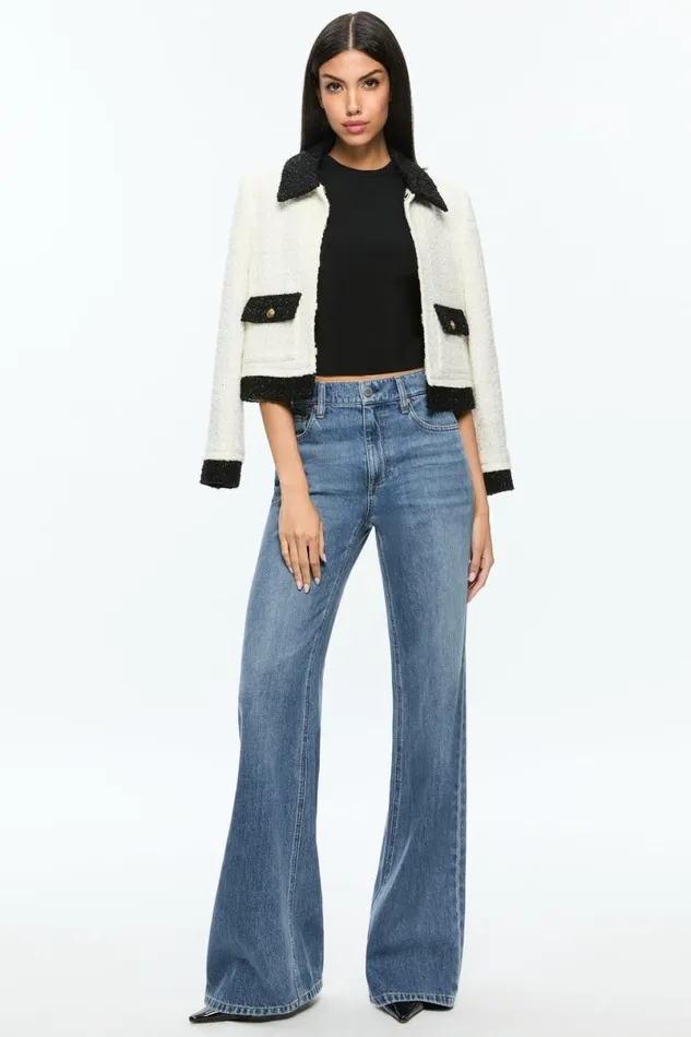 Alice Olivia Topher Jacket Off Whiteblack Women Suits