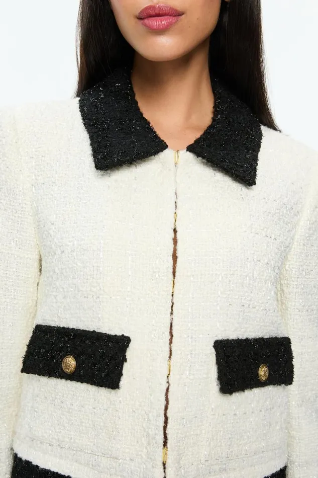 Alice Olivia Topher Jacket Off Whiteblack Women Suits