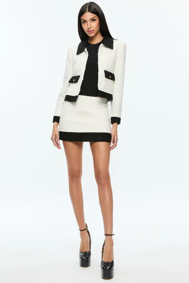 Alice Olivia Topher Jacket Off Whiteblack Women Suits
