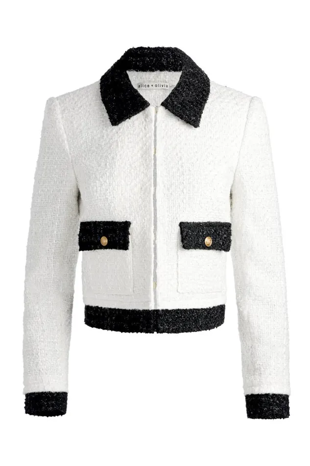 Alice Olivia Topher Jacket Off Whiteblack Women Suits
