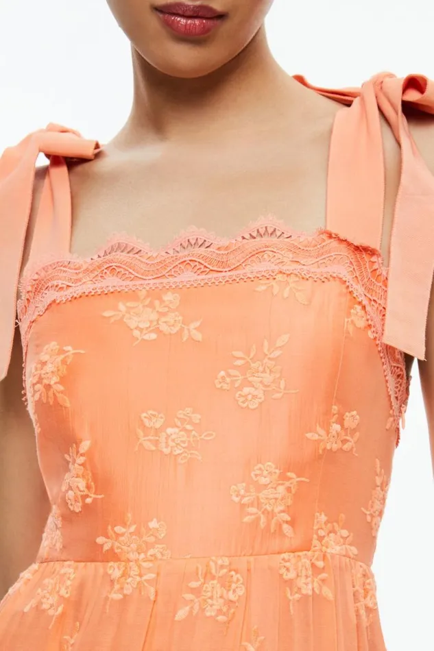 Alice Olivia Vega Sleeveless Tiered Maxi Dress Coral Women Dresses