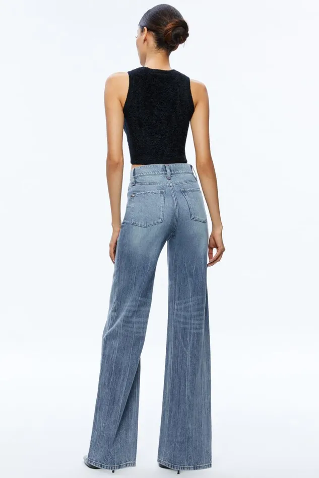 Alice Olivia Weezy Jean Sadie Lt Vintage Blue Women Pants