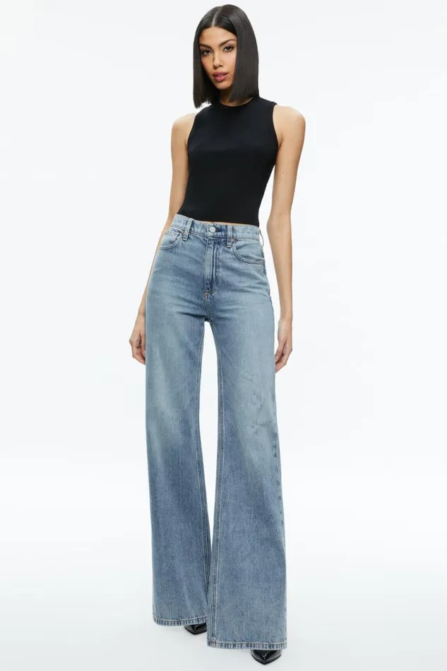 Alice Olivia Weezy Jean Sadie Lt Vintage Blue Women Pants