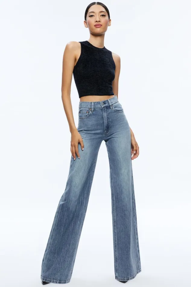 Alice Olivia Weezy Jean Sadie Lt Vintage Blue Women Pants