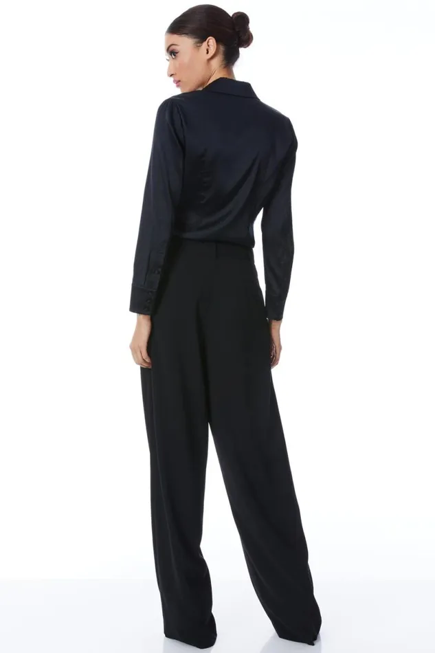 Alice Olivia Willa Fitted Top Black Women Tops
