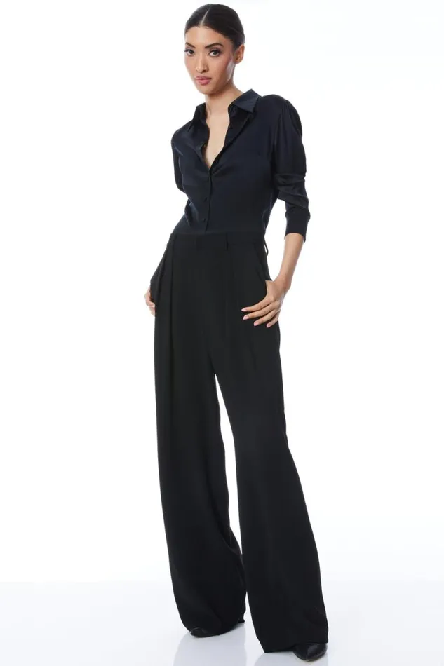 Alice Olivia Willa Fitted Top Black Women Tops