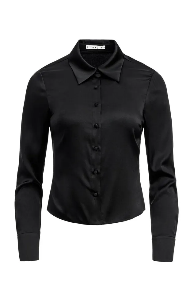 Alice Olivia Willa Fitted Top Black Women Tops