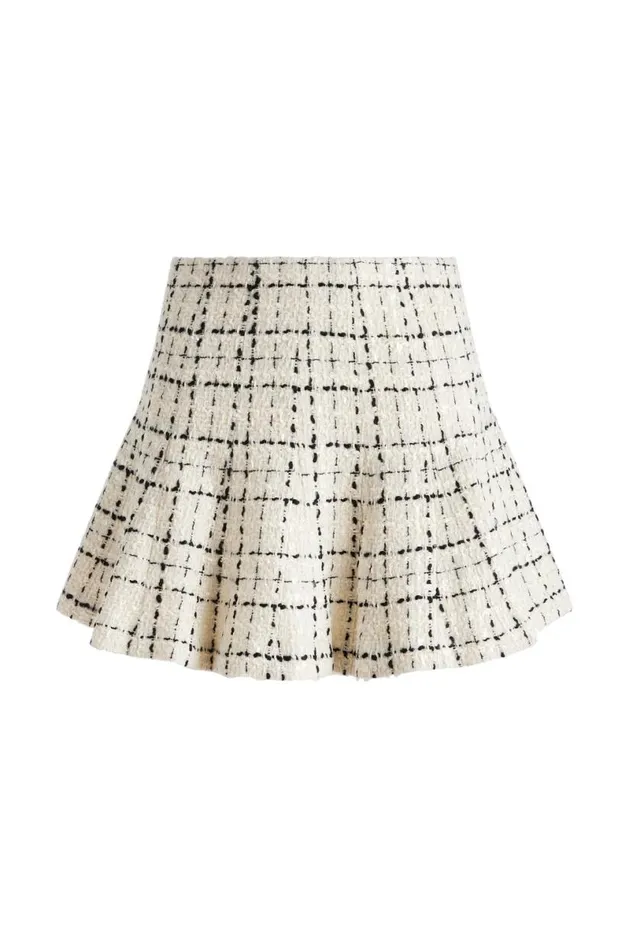 Alice Olivia Zona Mini Skirt Off Whiteblack Women Skirts