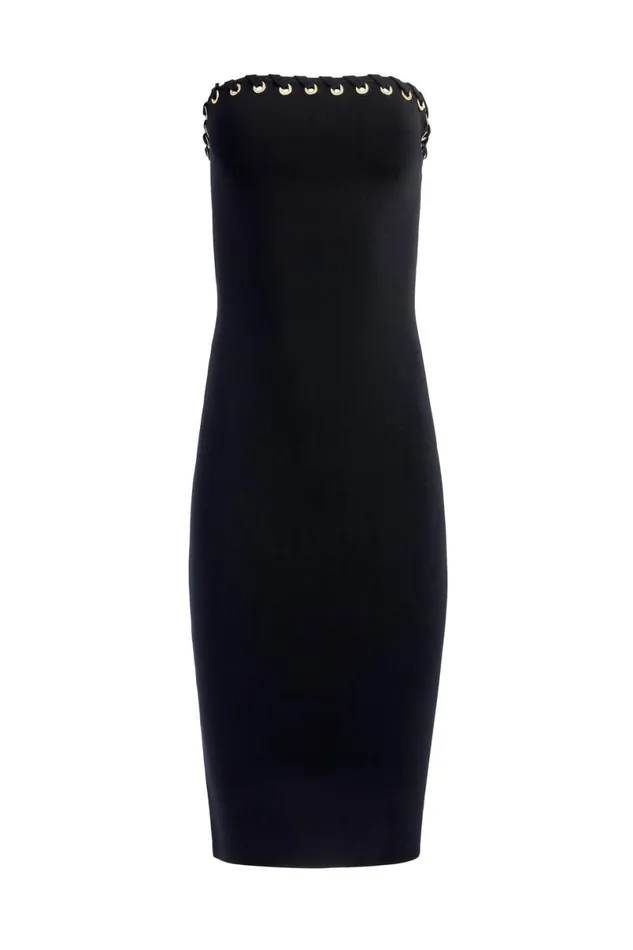 Alice Olivia Zora Grommet Dress Black Women Dresses