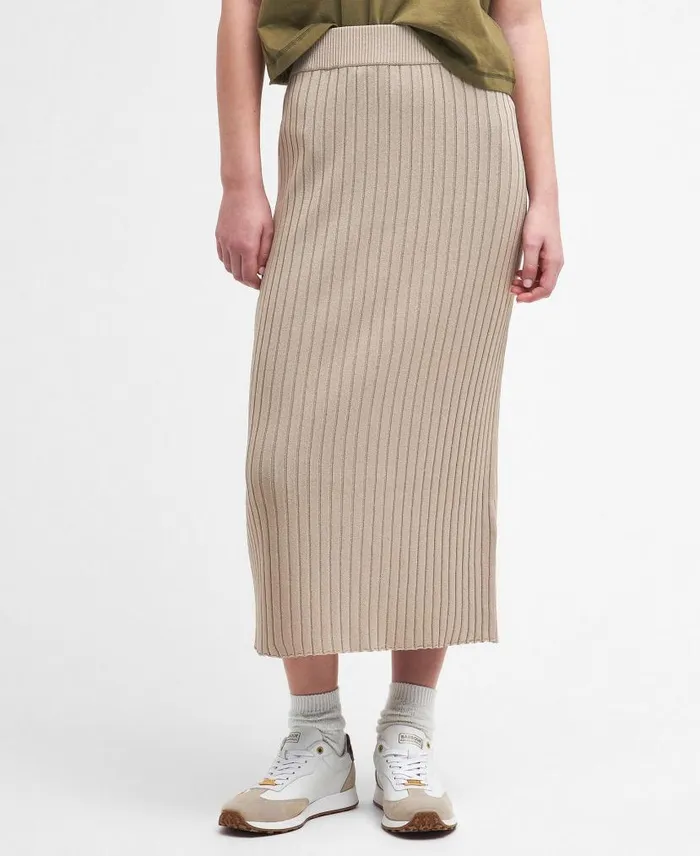 Alicia Knitted Midi Skirt Classic Beige Women Barbour Dresses and Skirts