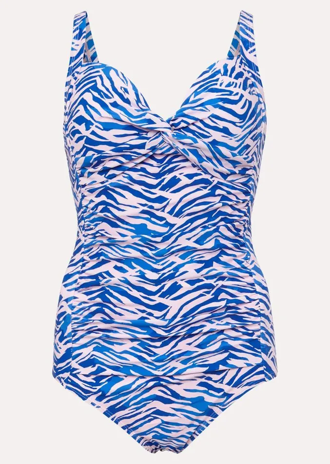 Alina Zebra Print Twist Front Swimsuit Bluepink Women Phase Eight Swimwear