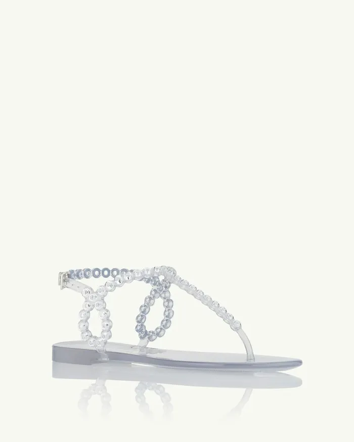 Almost Bare Crystal Jelly Sandal Flat Transparent Women Aquazzura Sandals