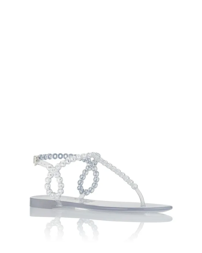 Almost Bare Crystal Jelly Sandal Flat Transparent Women Aquazzura Sandals Almost Bare Crystal Jelly Sandal Flat Transparent Women Aquazzura Sandals