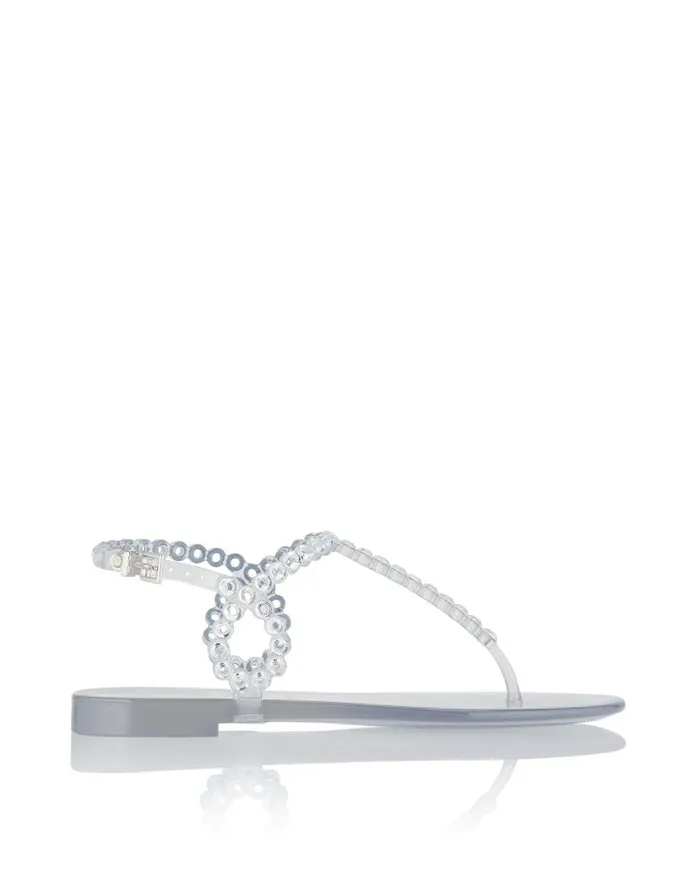 Almost Bare Crystal Jelly Sandal Flat Transparent Women Aquazzura Sandals Almost Bare Crystal Jelly Sandal Flat Transparent Women Aquazzura Sandals