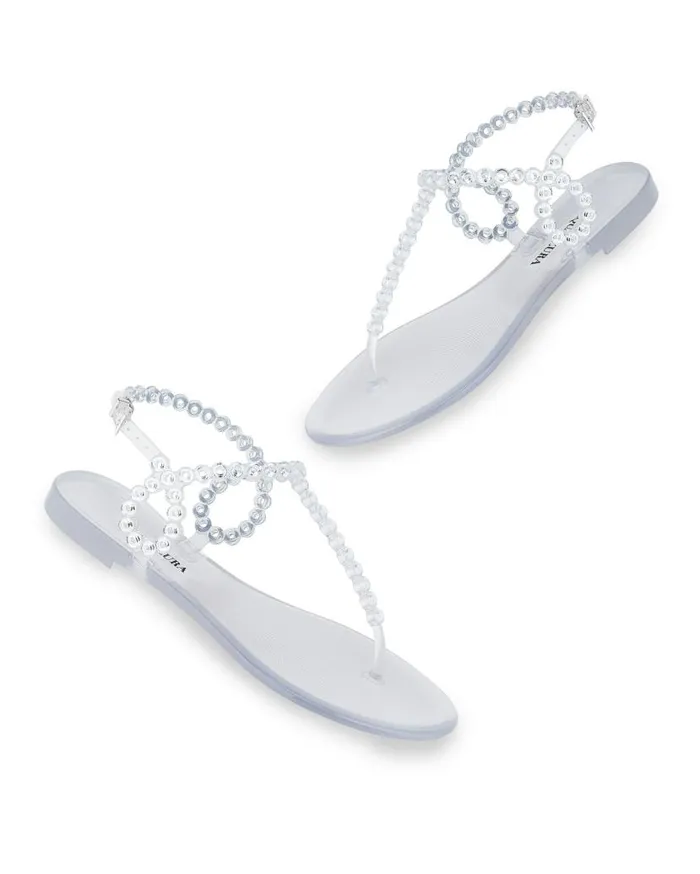 Almost Bare Crystal Jelly Sandal Flat Transparent Women Aquazzura Sandals Almost Bare Crystal Jelly Sandal Flat Transparent Women Aquazzura Sandals