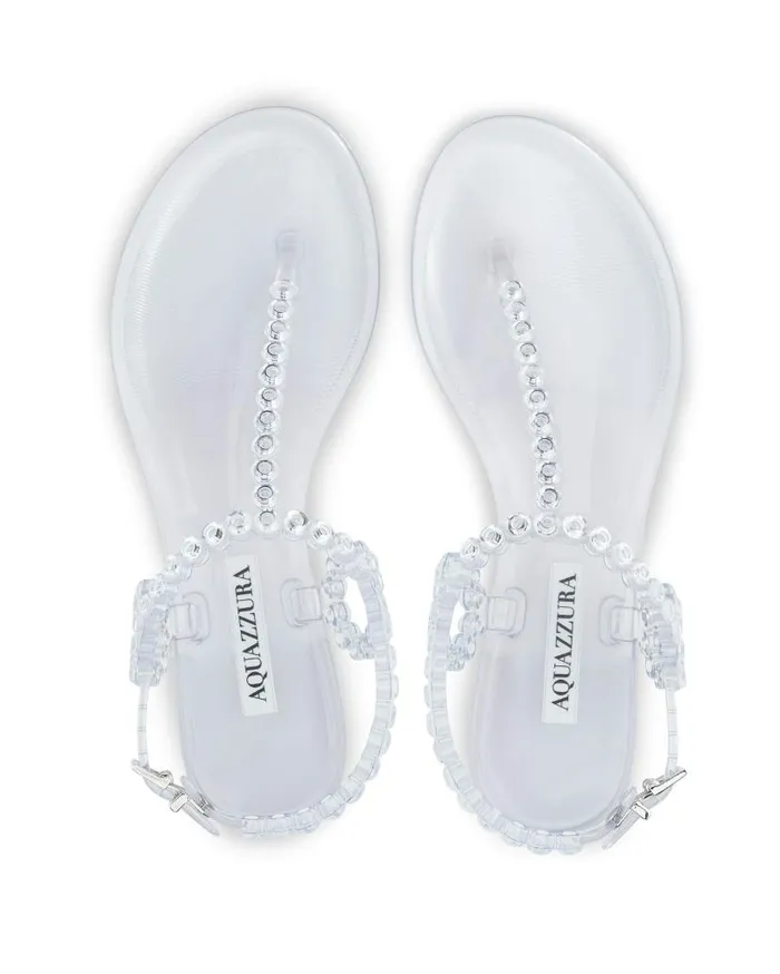 Almost Bare Crystal Jelly Sandal Flat Transparent Women Aquazzura Sandals Almost Bare Crystal Jelly Sandal Flat Transparent Women Aquazzura Sandals