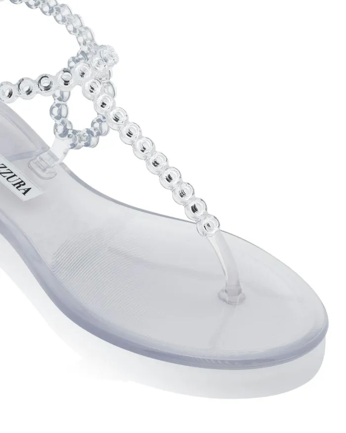 Almost Bare Crystal Jelly Sandal Flat Transparent Women Aquazzura Sandals Almost Bare Crystal Jelly Sandal Flat Transparent Women Aquazzura Sandals