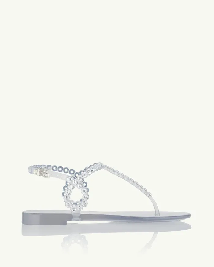 Almost Bare Crystal Jelly Sandal Flat Transparent Women Aquazzura Sandals Almost Bare Crystal Jelly Sandal Flat Transparent Women Aquazzura Sandals