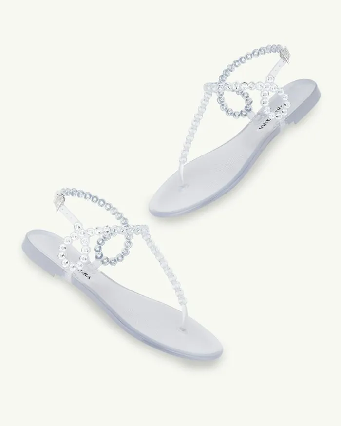 Almost Bare Crystal Jelly Sandal Flat Transparent Women Aquazzura Sandals Almost Bare Crystal Jelly Sandal Flat Transparent Women Aquazzura Sandals