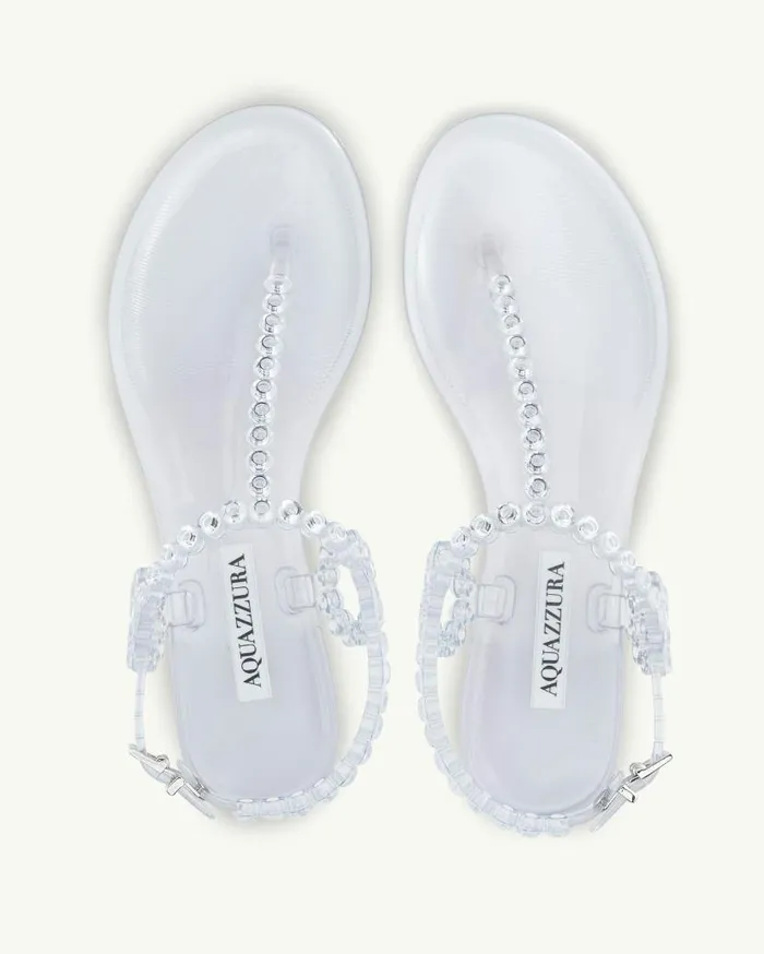 Almost Bare Crystal Jelly Sandal Flat Transparent Women Aquazzura Sandals Almost Bare Crystal Jelly Sandal Flat Transparent Women Aquazzura Sandals