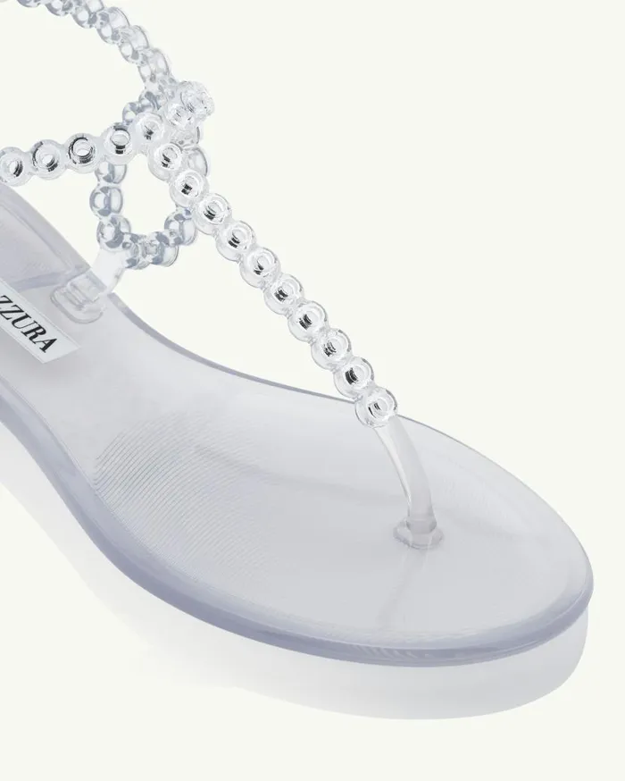 Almost Bare Crystal Jelly Sandal Flat Transparent Women Aquazzura Sandals Almost Bare Crystal Jelly Sandal Flat Transparent Women Aquazzura Sandals