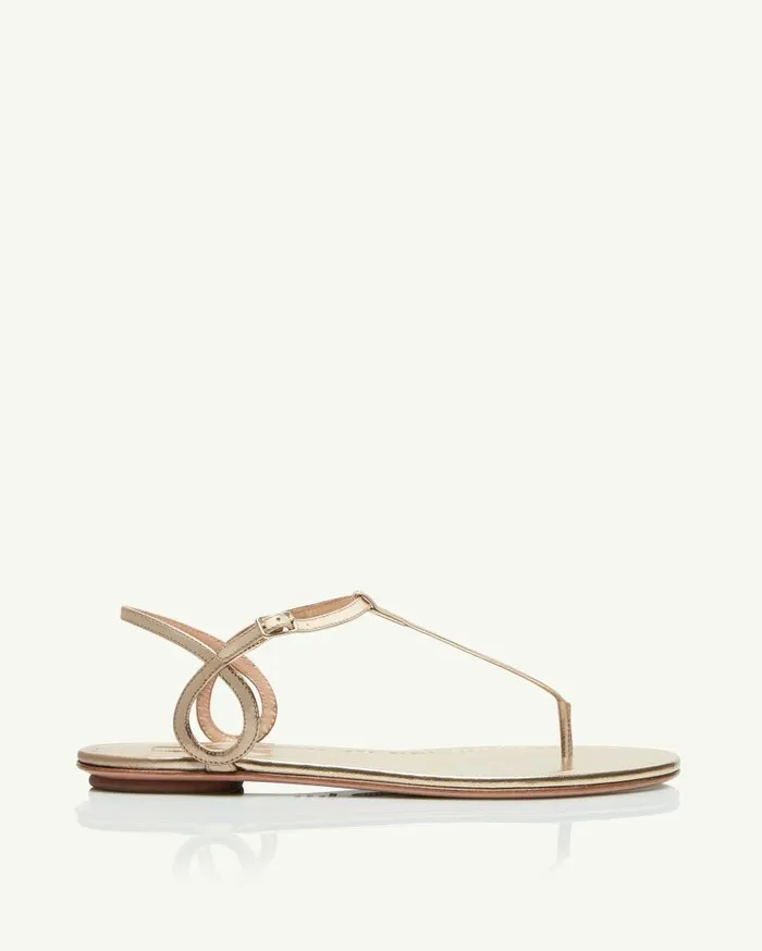 Almost Bare Sandal Flat Gold Women Aquazzura Flats Almost Bare Sandal Flat Gold Women Aquazzura Flats