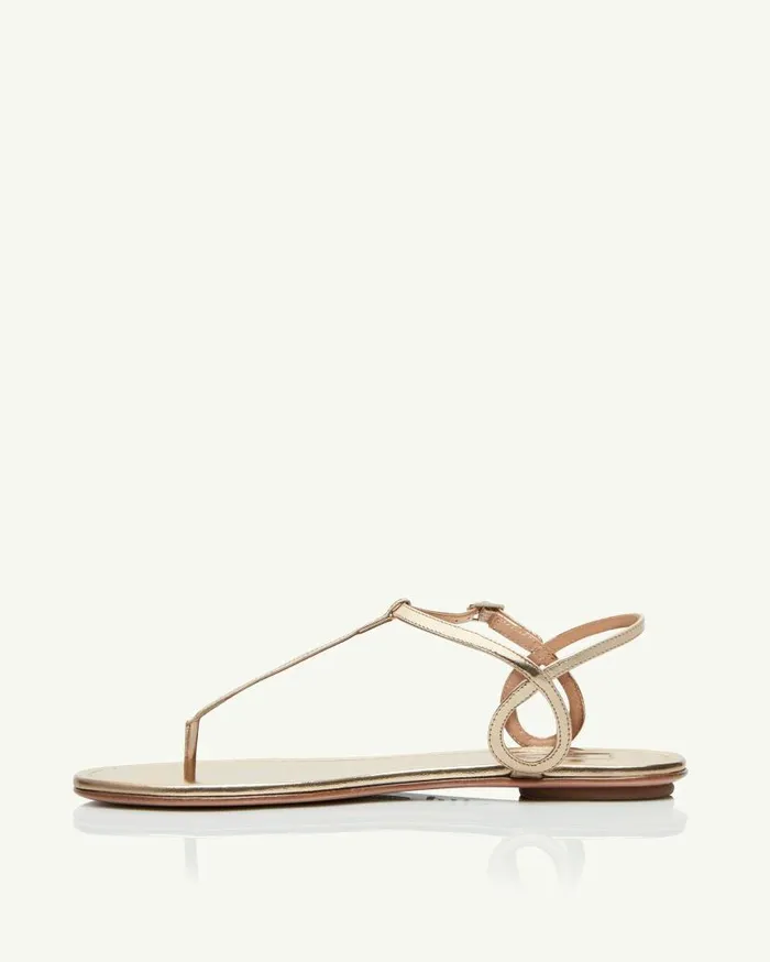 Almost Bare Sandal Flat Gold Women Aquazzura Flats Almost Bare Sandal Flat Gold Women Aquazzura Flats