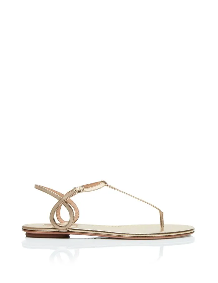 Almost Bare Sandal Flat Gold Women Aquazzura Flats Almost Bare Sandal Flat Gold Women Aquazzura Flats