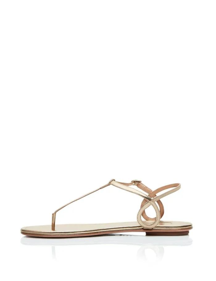 Almost Bare Sandal Flat Gold Women Aquazzura Flats Almost Bare Sandal Flat Gold Women Aquazzura Flats