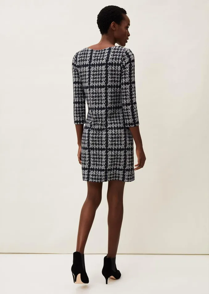 Amani Houndstooth Check Tunic Dress Navygrey Women Phase Eight Dresses