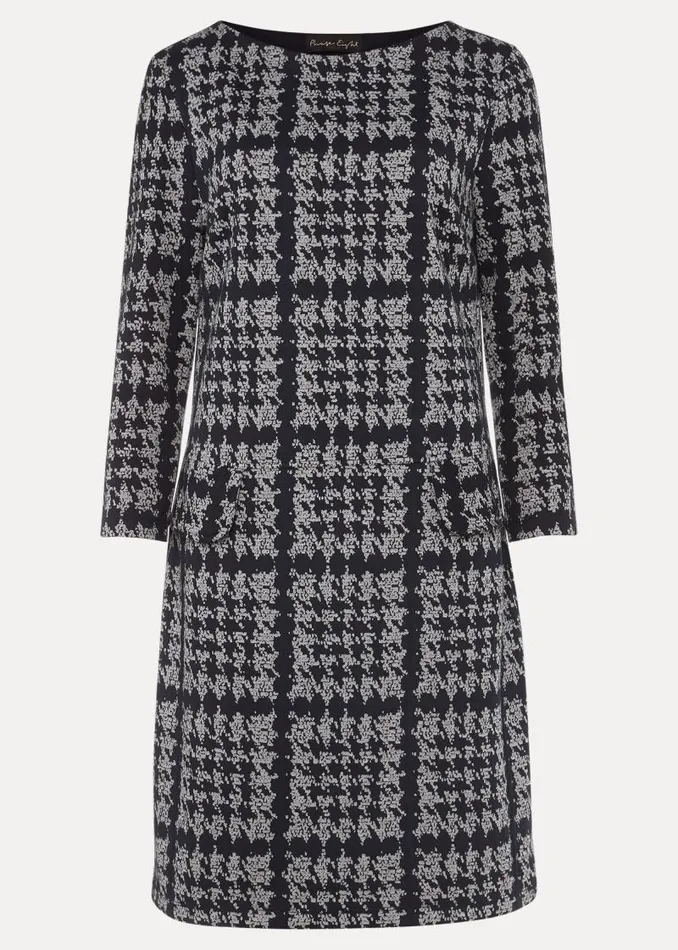 Amani Houndstooth Check Tunic Dress Navygrey Women Phase Eight Dresses